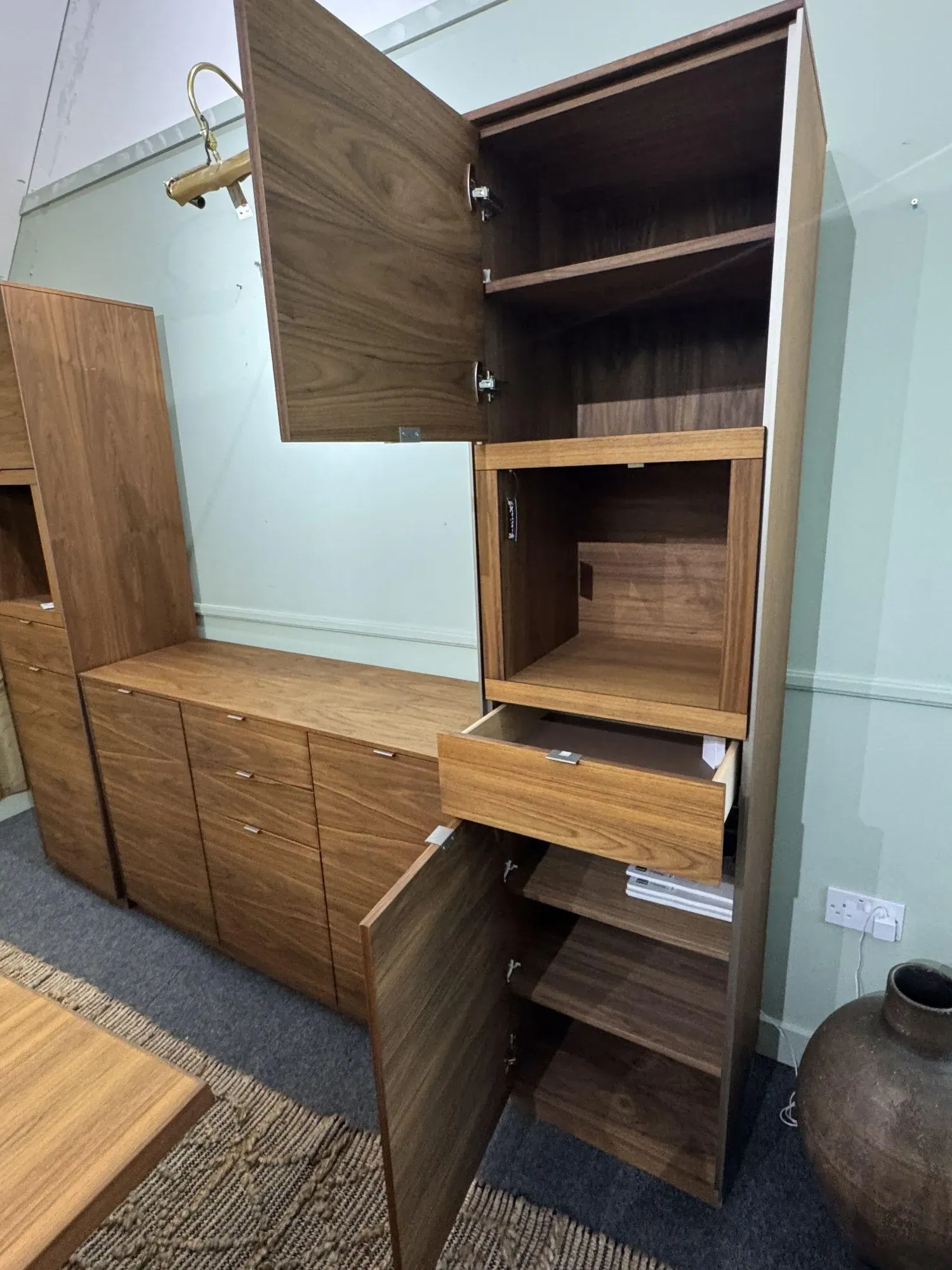 SM914 Narrow Display Cabinet - Walnut