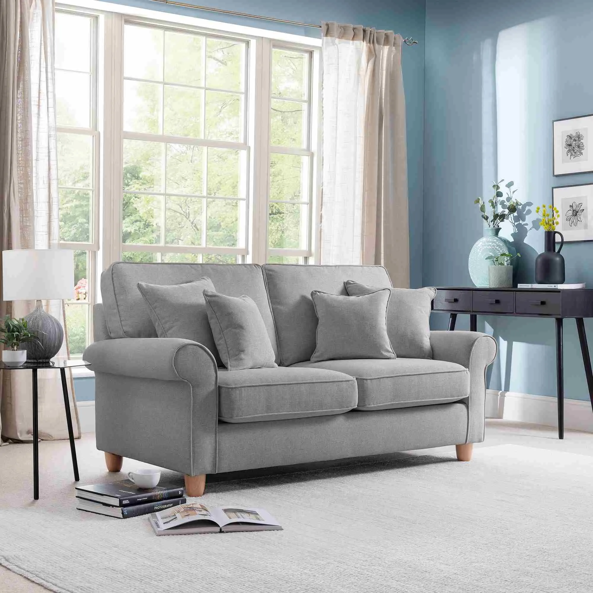 Carina 2-Seater Pull Out Sofa Bed - Mushroom, Fabric