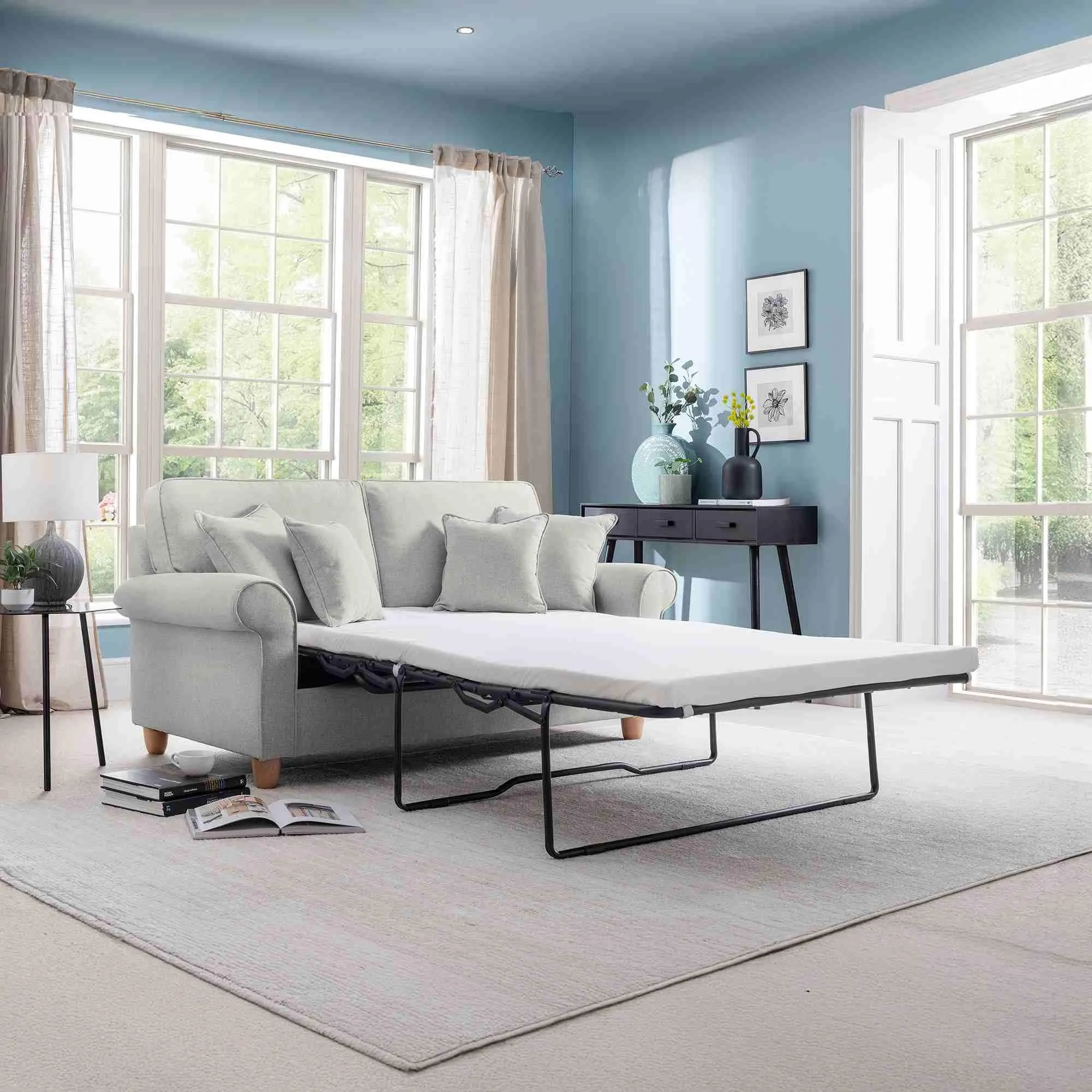 Carina 2-Seater Pull Out Sofa Bed - Parchment, Fabric