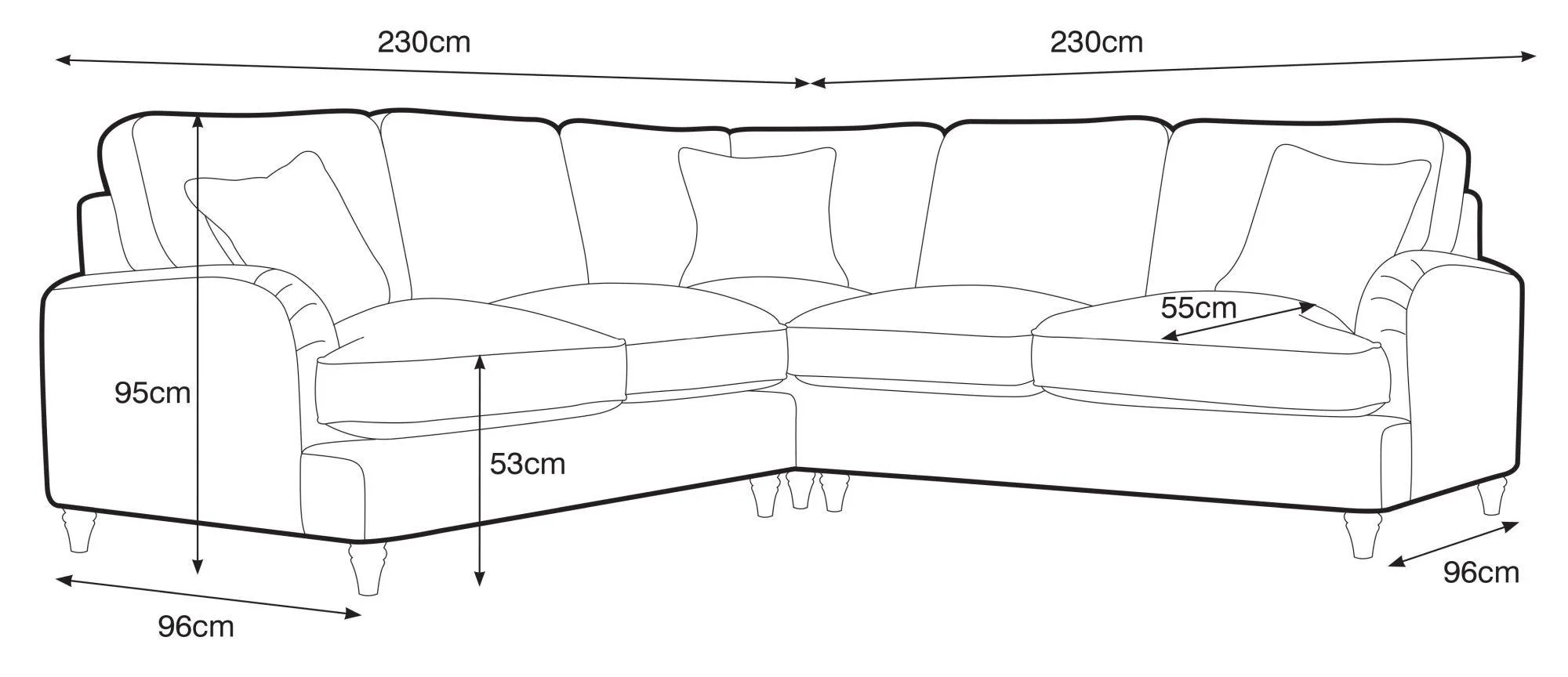 Manhattan 2 Corner 2 Sofa - Charcoal, Fabric