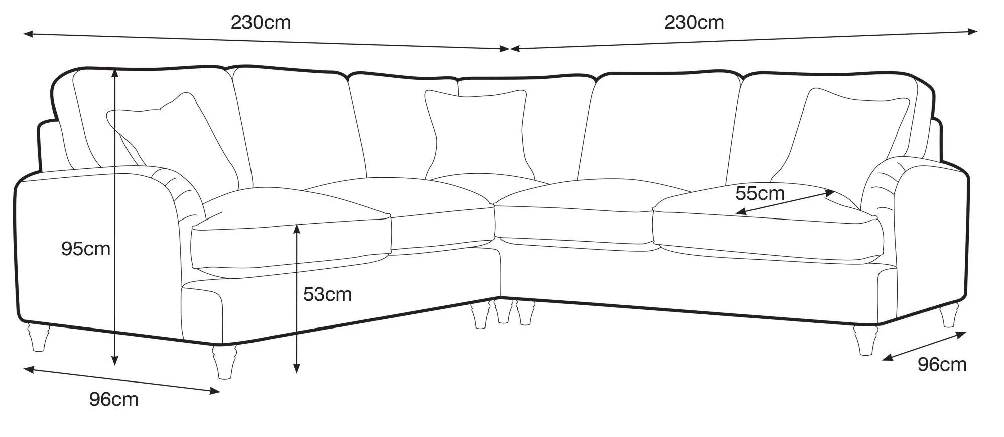 Manhattan 2 Corner 2 Sofa - Navy, Fabric