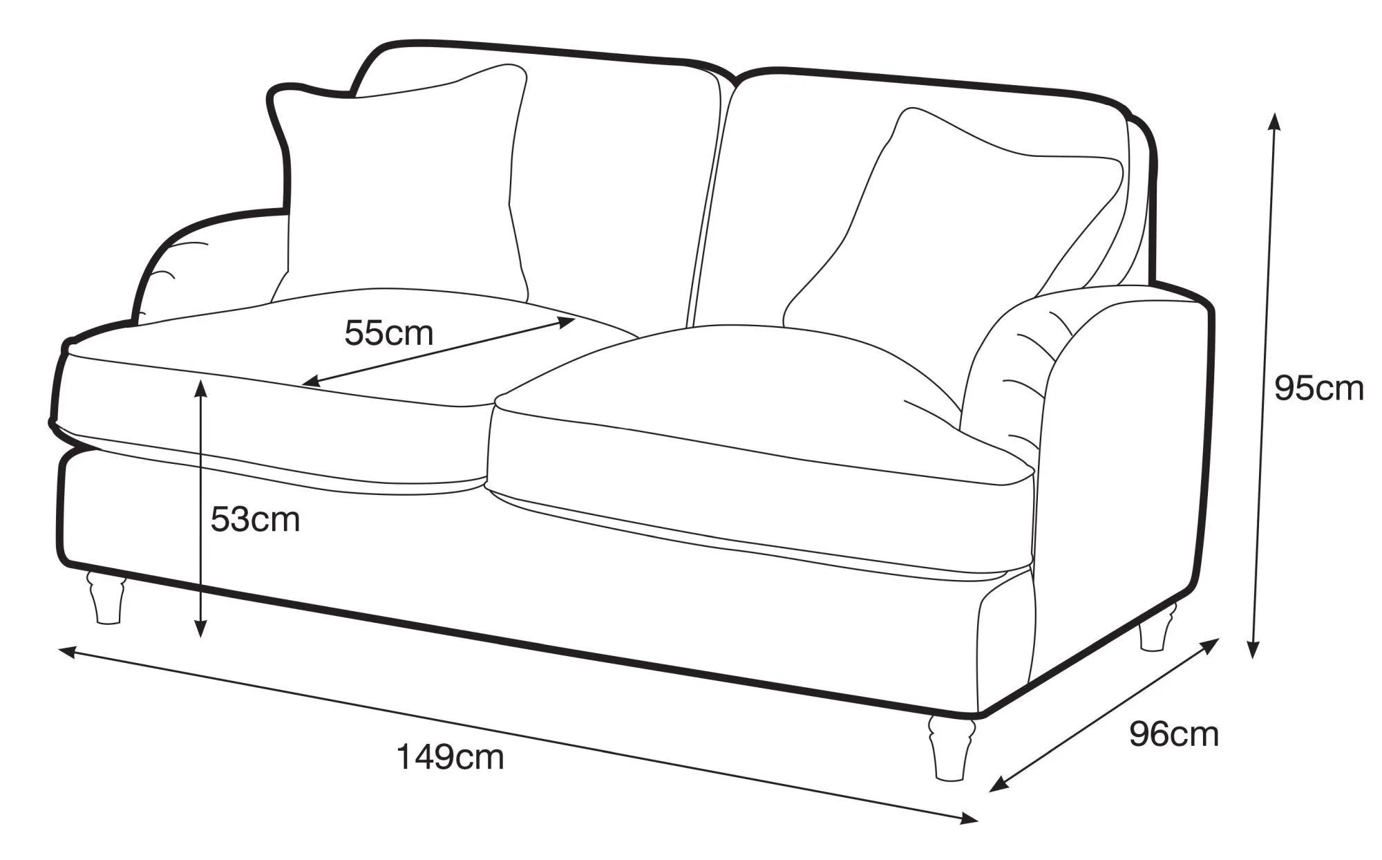 Manhattan 2-Seater Sofa - Ice, Fabric