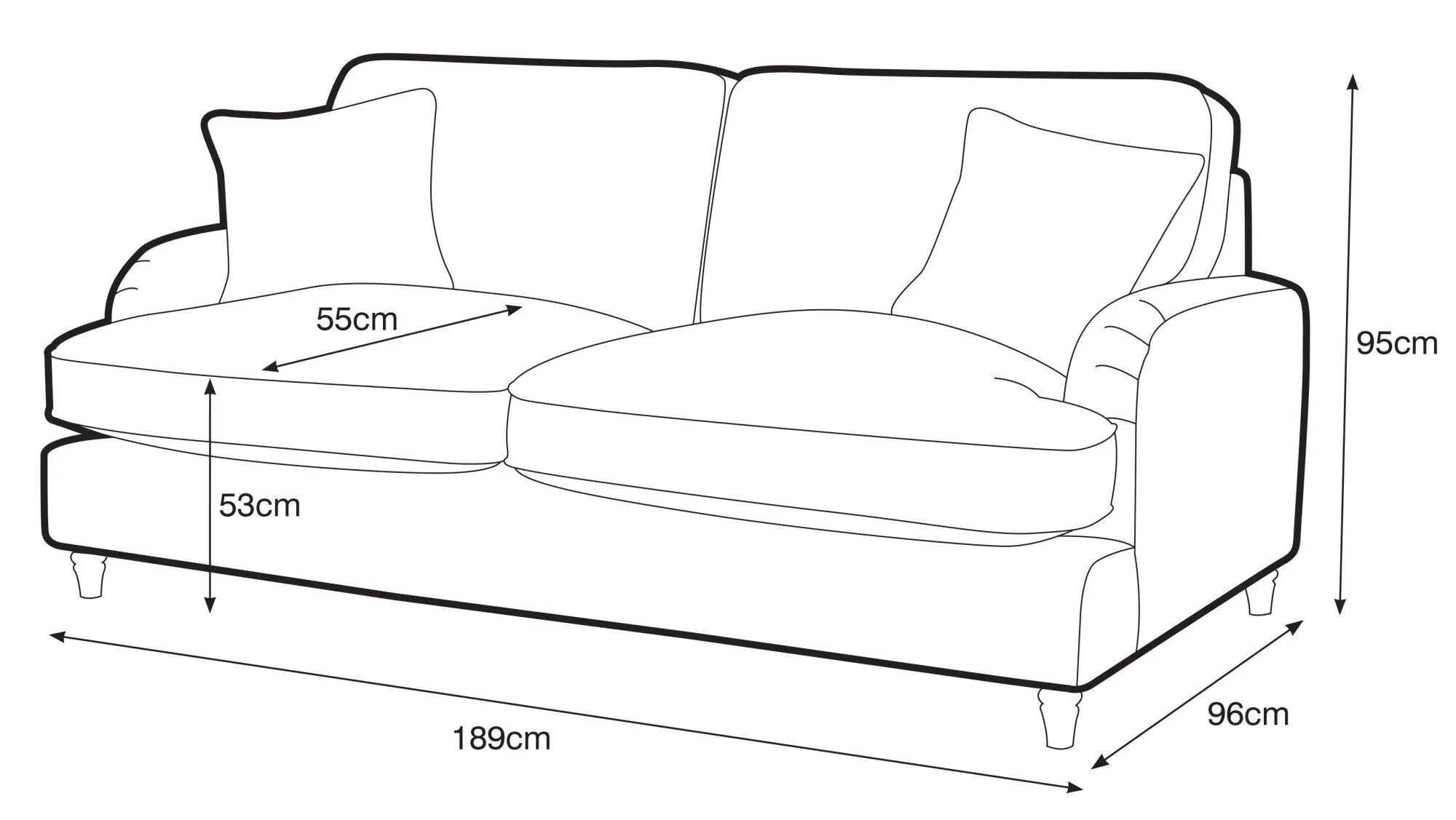 Manhattan 3-Seater Sofa - Ice, Fabric