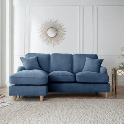 Manhattan Corner Sofa with Chaise - Navy, Fabric