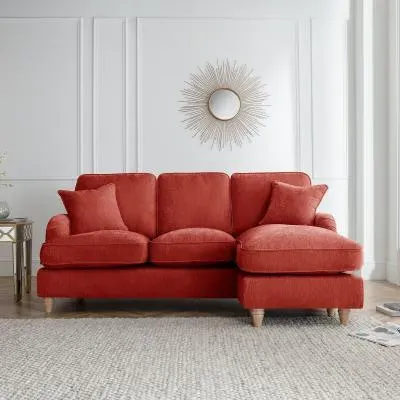 Manhattan L-Shaped Corner Sofa with Chaise - Apricot, Fabric image