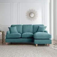 Manhattan L-Shaped Corner Sofa with Chaise - Emerald, Fabric