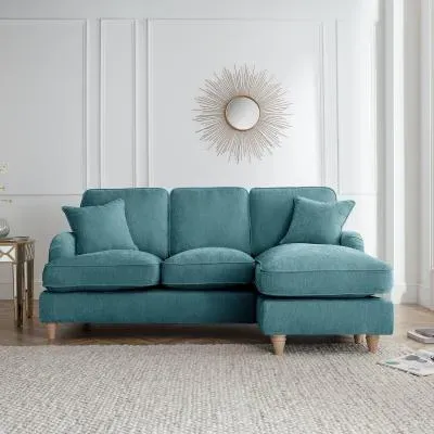 Manhattan L-Shaped Corner Sofa with Chaise - Emerald, Fabric