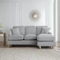 Manhattan L-Shaped Corner Sofa with Chaise - Ice, Fabric