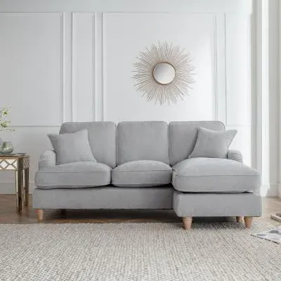 Manhattan L-Shaped Corner Sofa with Chaise - Ice, Fabric