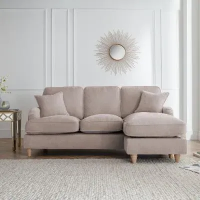 Manhattan L-Shaped Corner Sofa with Chaise - Putty, Fabric