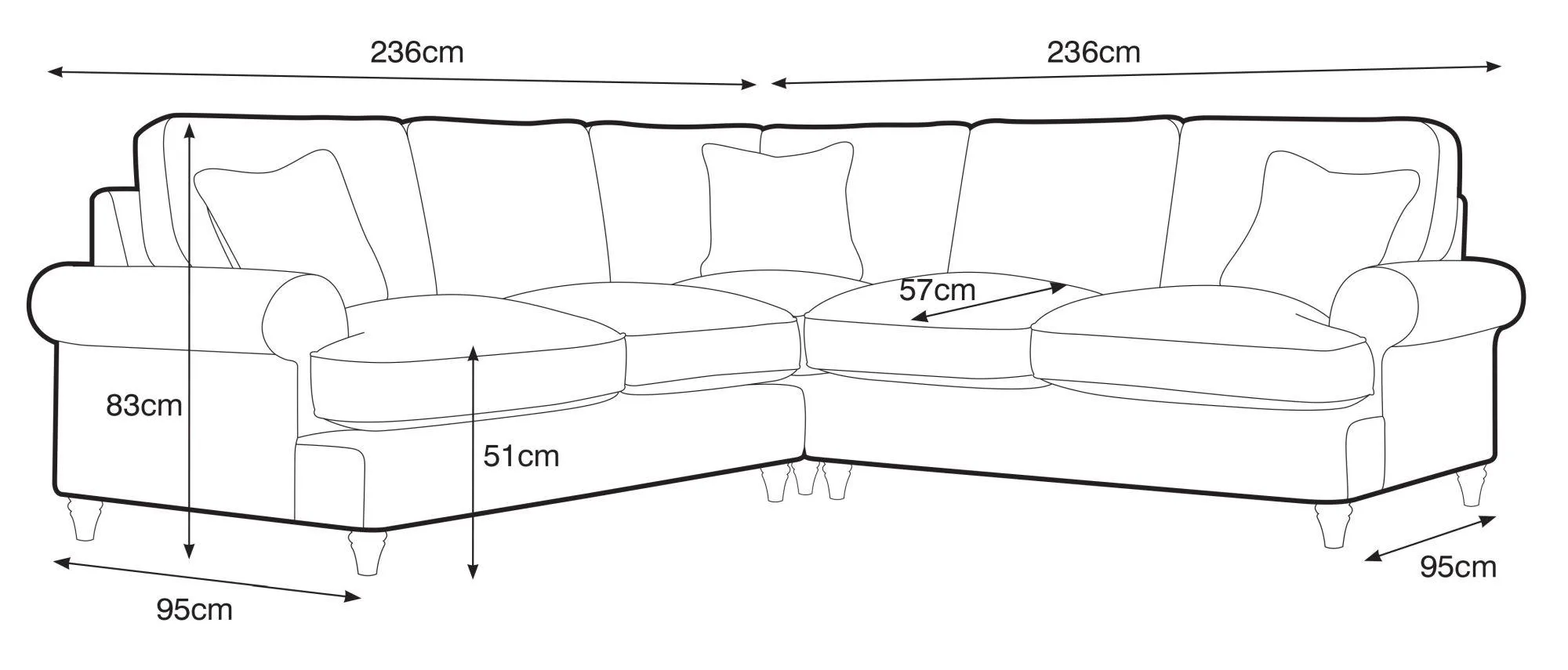 Marigot Corner Sofa - Charcoal, Fabric