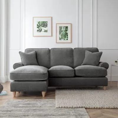 Marigot Corner Sofa with Chaise - Charcoal, Fabric