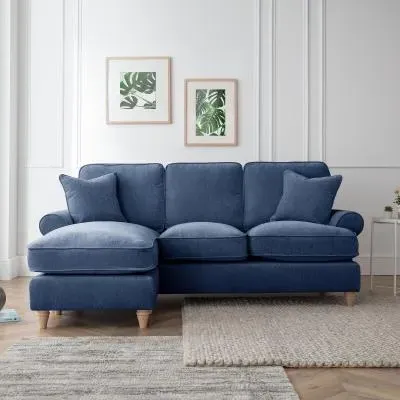 Marigot Corner Sofa with Chaise - Navy, Fabric