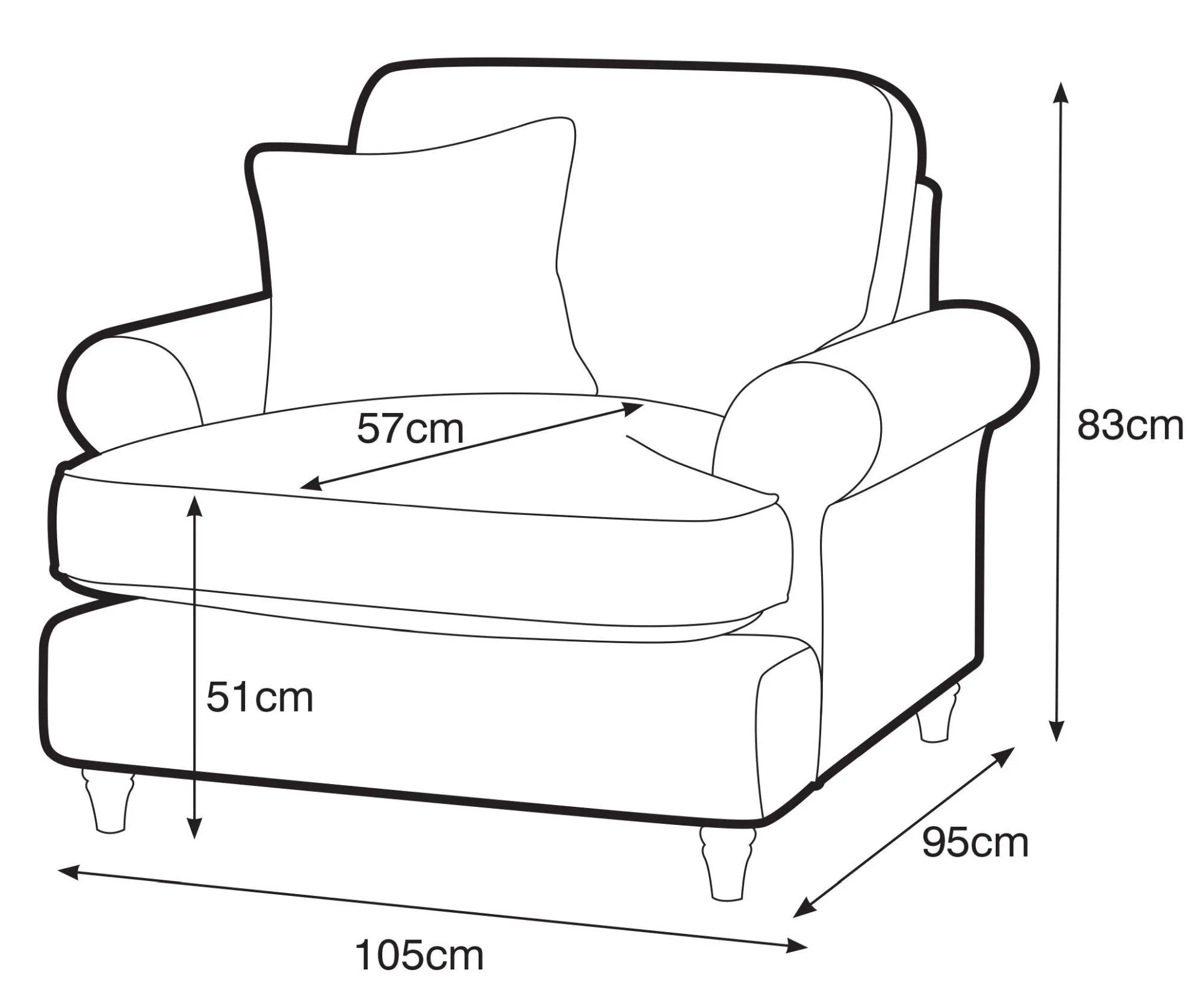 Marigot Fabric Armchair - Charcoal