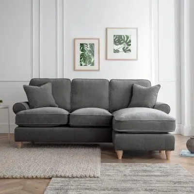 Marigot L-Shaped Corner Sofa with Chaise - Charcoal, Fabric