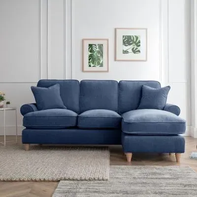 Marigot L-Shaped Corner Sofa with Chaise - Navy, Fabric