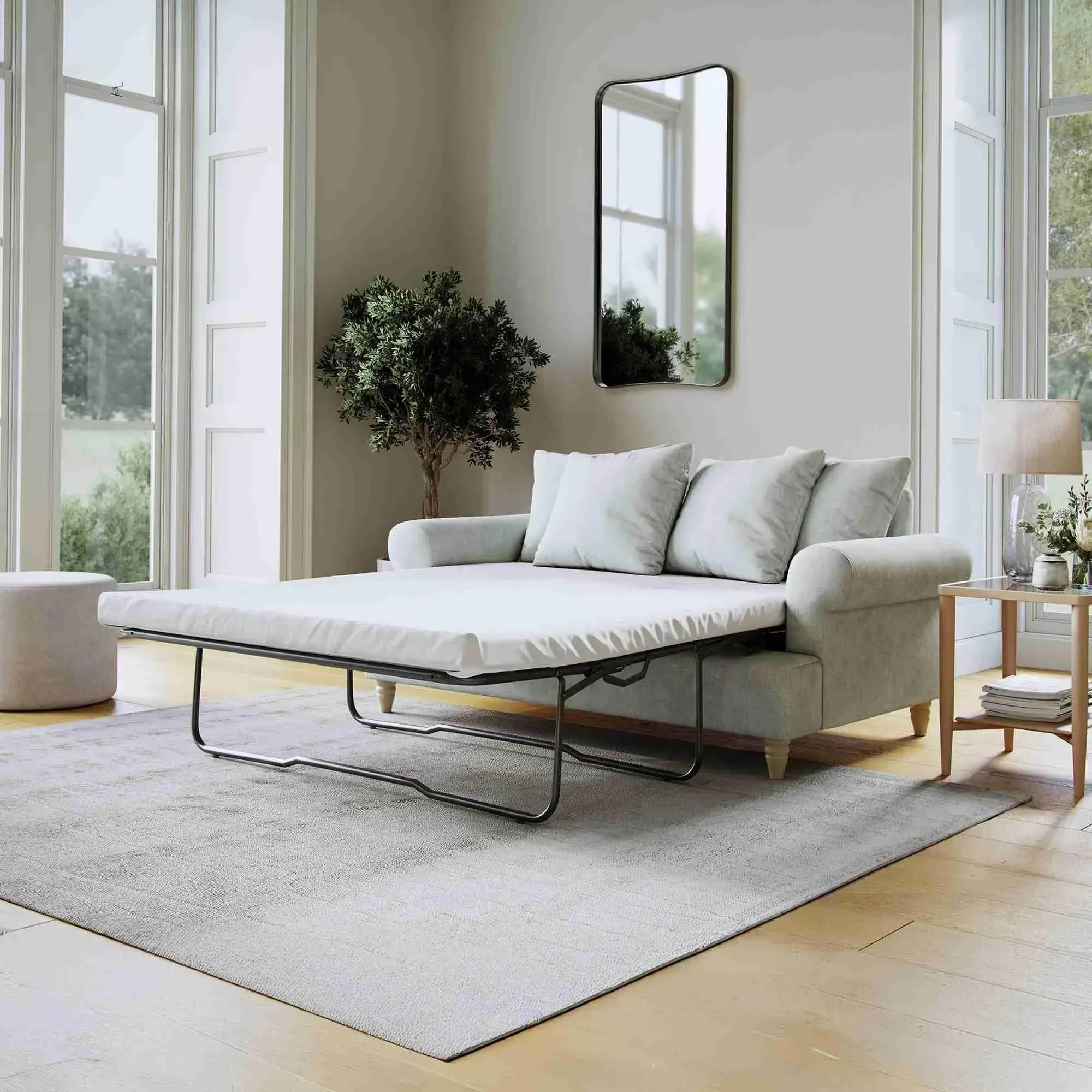 Narva 2-Seater Pull Out Sofa Bed - Aqua, Fabric