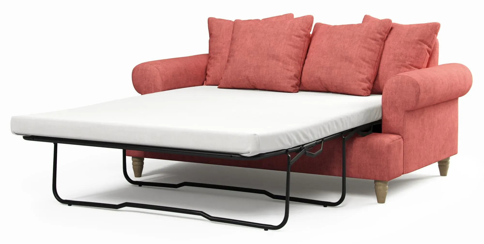 Narva 2-Seater Pull Out Sofa Bed - Coral, Fabric