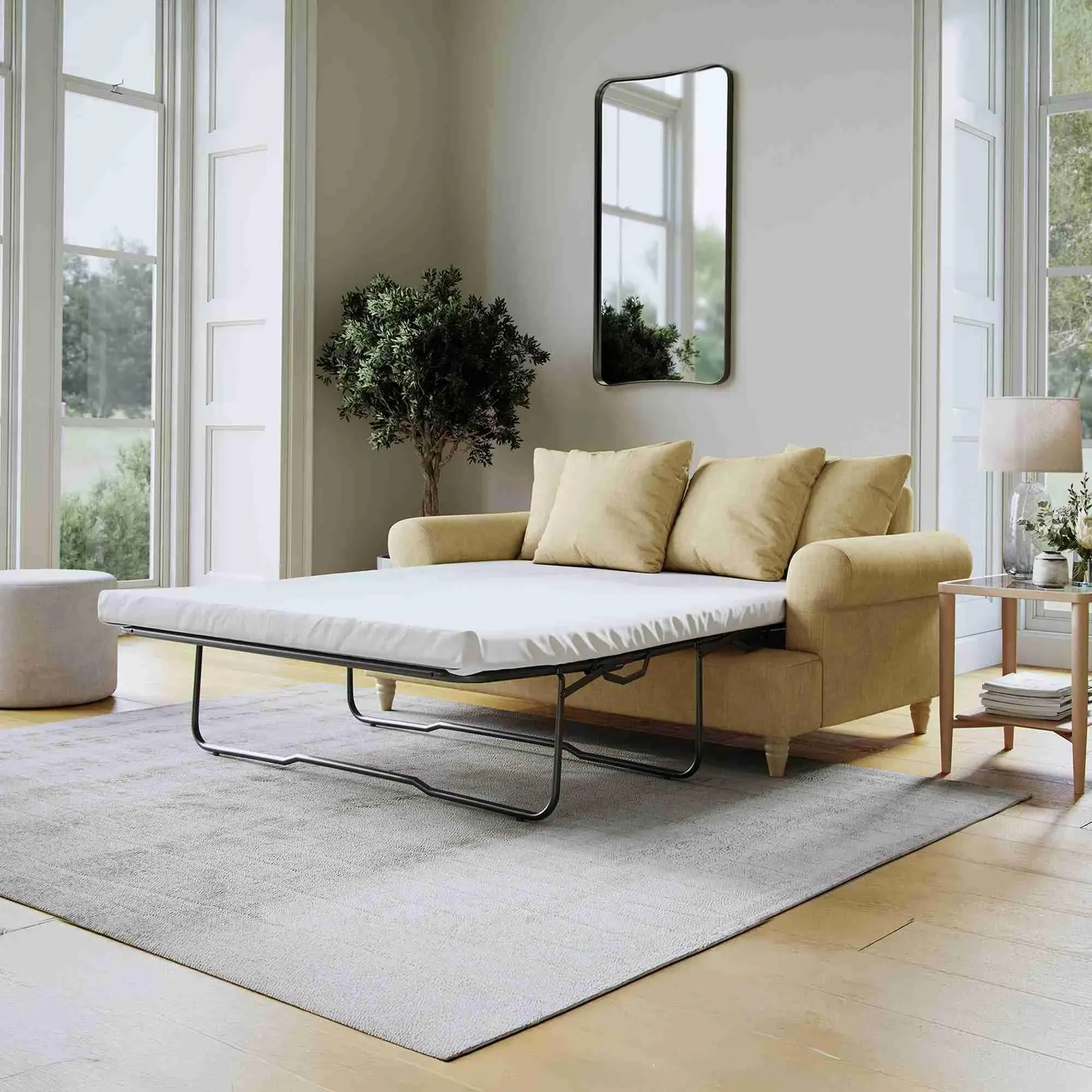 Narva 2-Seater Pull Out Sofa Bed - Corn, Fabric