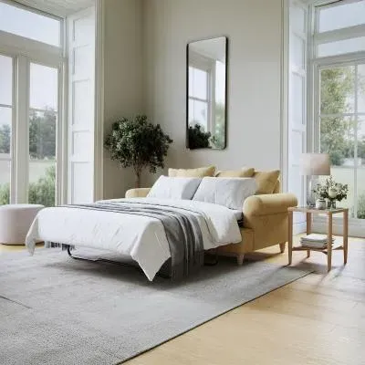 Narva 2-Seater Pull Out Sofa Bed - Corn, Fabric