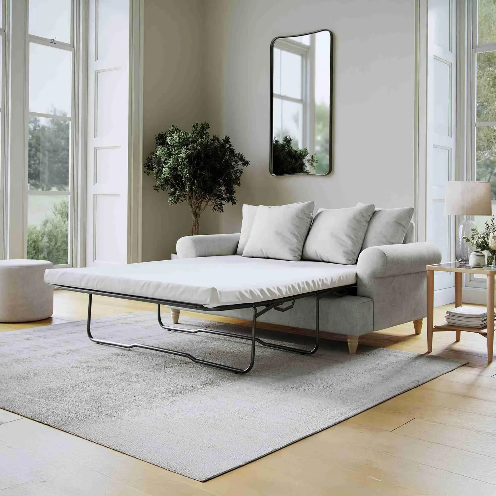 Narva 2-Seater Pull Out Sofa Bed - Dove Grey, Fabric