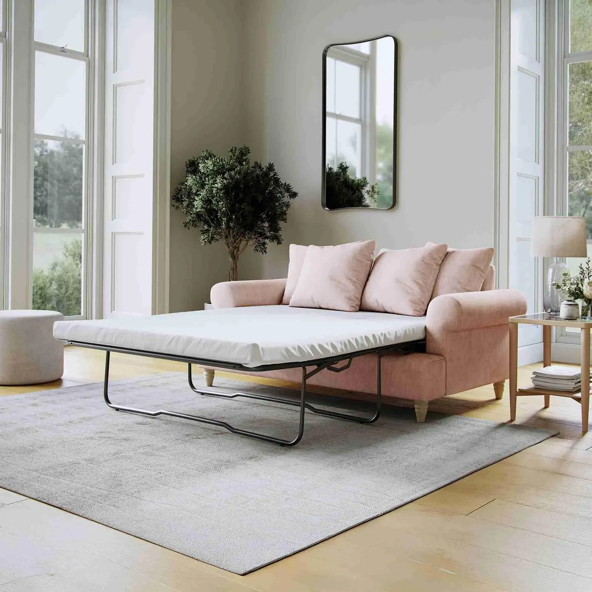 Narva 2-Seater Pull Out Sofa Bed - Pastel, Fabric