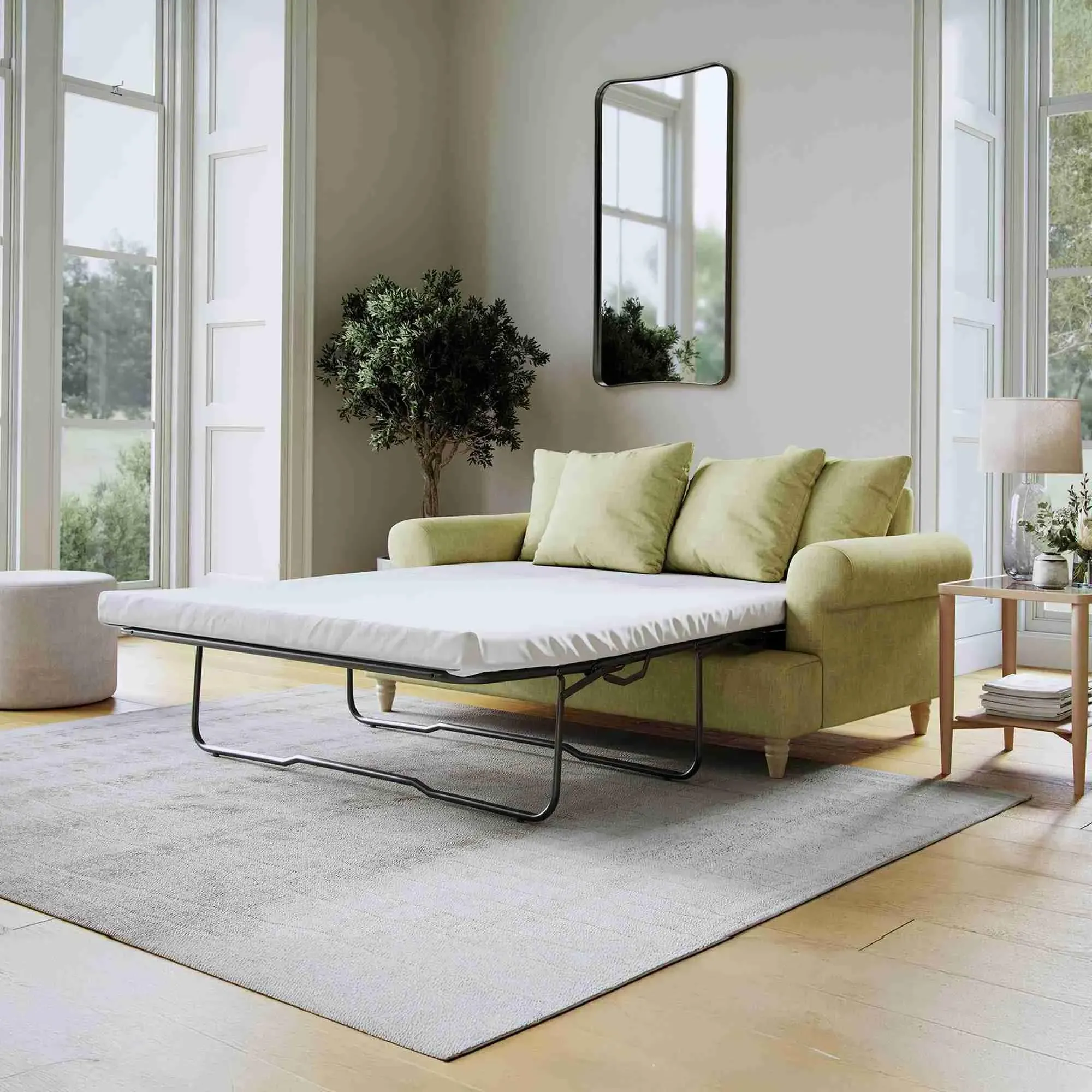 Narva 2-Seater Pull Out Sofa Bed - Sage, Fabric