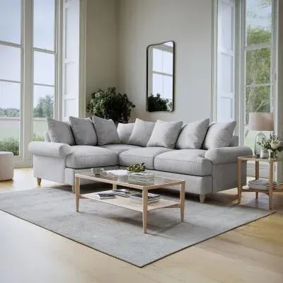 Narva Corner Sofa - Dove Grey, Fabric
