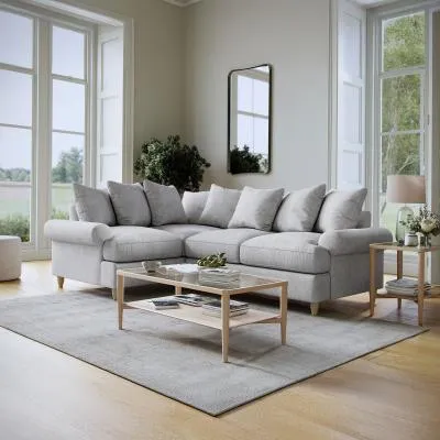 Narva Corner Sofa - Dove Grey, Fabric