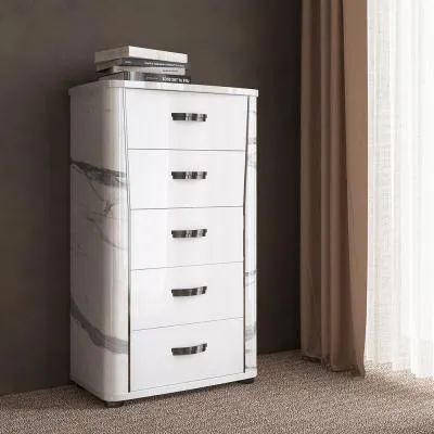 Anna 5 Drawer Tall Chest - White