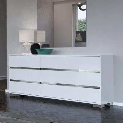 Dream Italian 6 Drawer Wide Dresser - White image