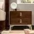 Eva 2 Drawer Bedside Cabinet with Gold Trim - Walnut