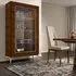 Eva 2 Glass Door Vitrine with Gold Trim - Walnut