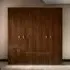 Eva 4 Door Wardrobe with Gold Trim - Tobacco Walnut