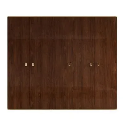 Eva 5 Door Wardrobe with Gold Trim - Tobacco Walnut
