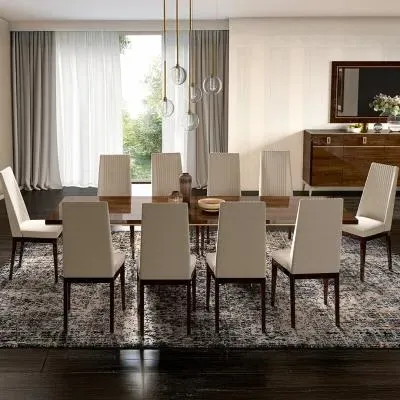 Eva 6-10 Seater Extending Dining Table with Gold Trim - Walnut