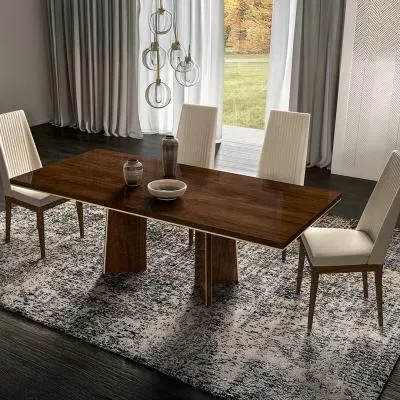 Eva 6-8 Seater Extending Dining Table with Gold Trim - Walnut