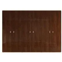 Eva 6 Door Wardrobe with Gold Trim - Tobacco Walnut