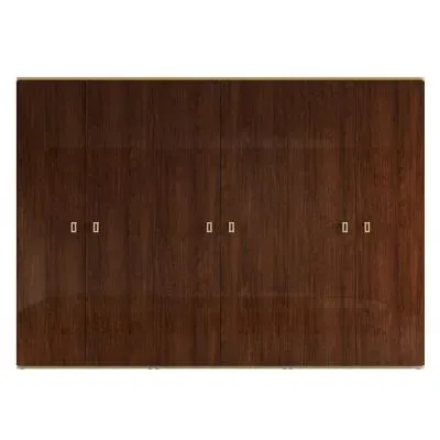 Eva 6 Door Wardrobe with Gold Trim - Tobacco Walnut