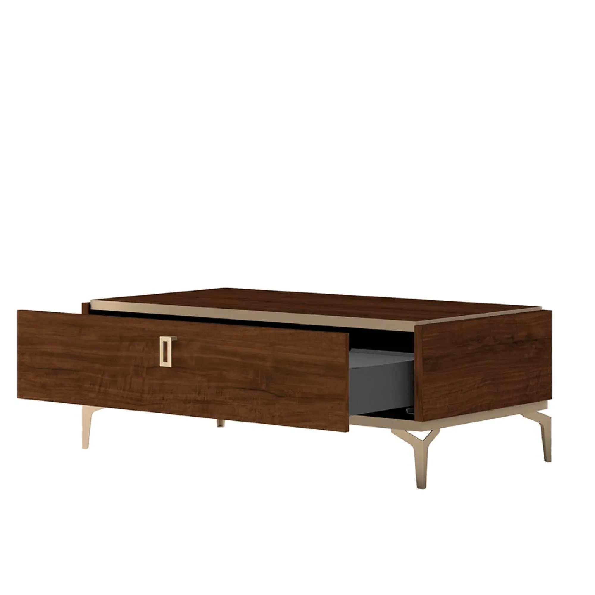 Eva Italian Coffee Table with Storage - Tobacco Walnut