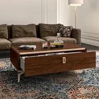 Eva Italian Coffee Table with Storage - Tobacco Walnut