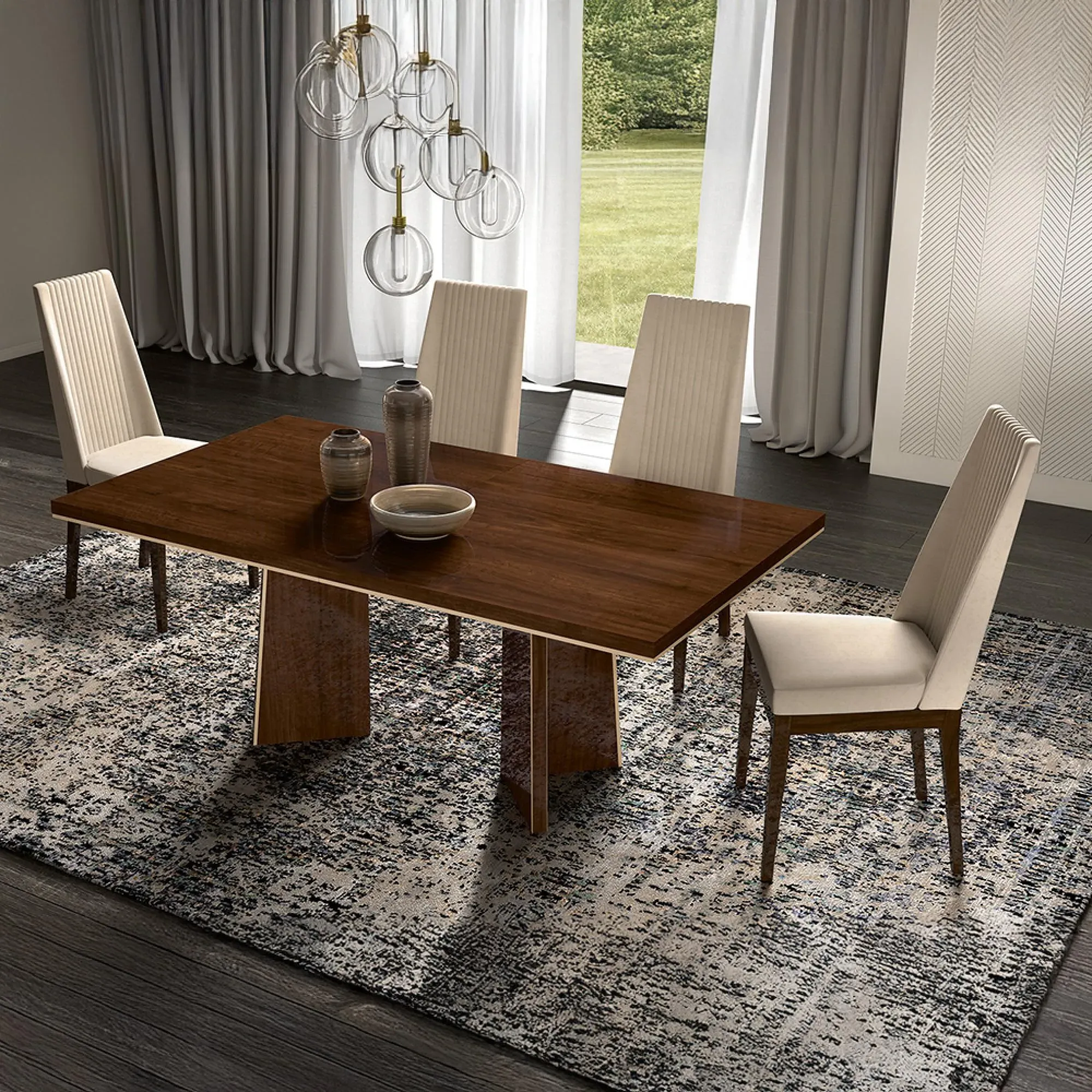 Eva Italian Dining Chair Set of 2 - Beige, Fabric