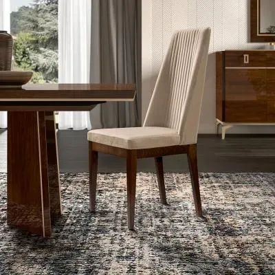 Eva Italian Dining Chair Set of 2 - Beige, Fabric