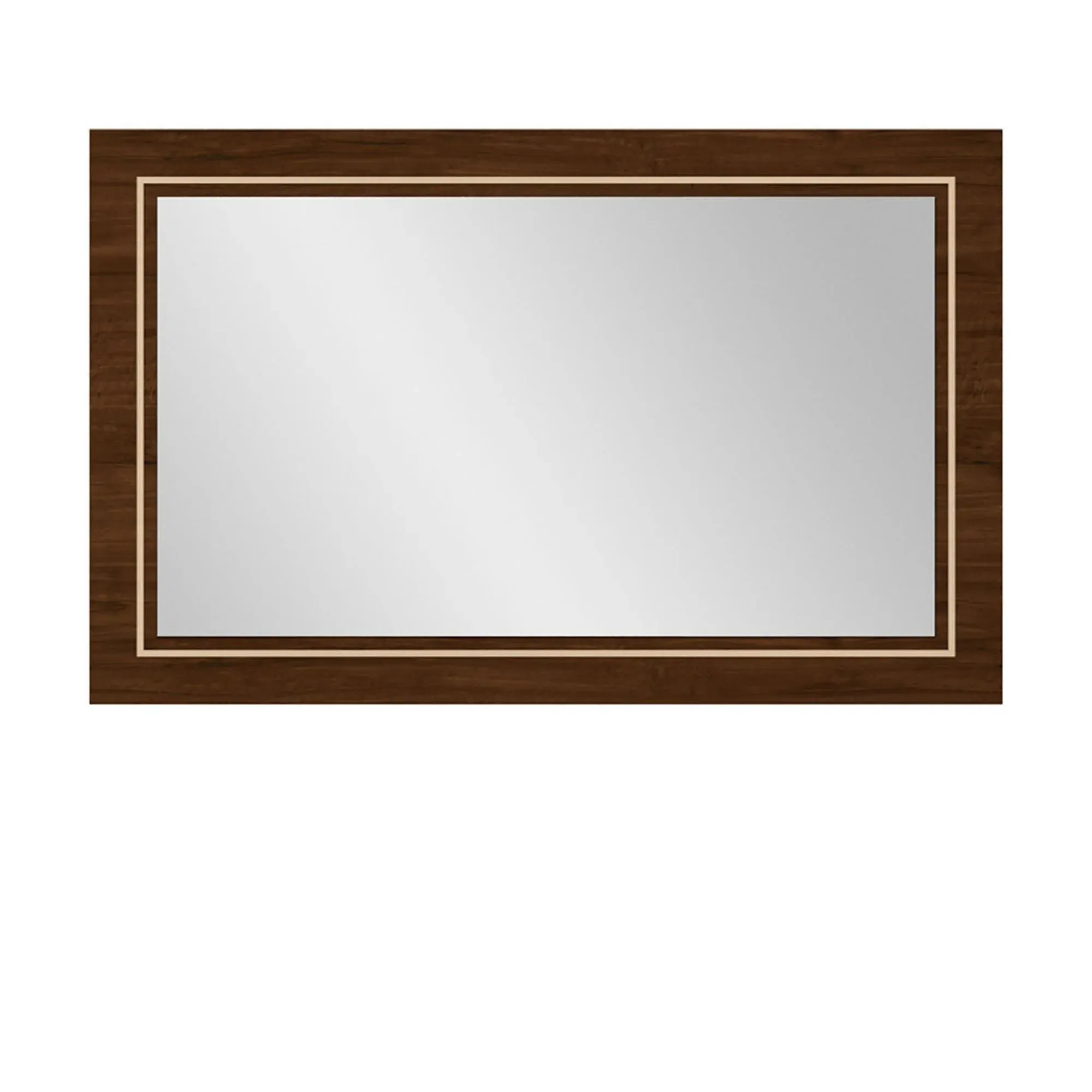 Eva Italian Wall Mirror with Gold Trim - Tobacco Walnut