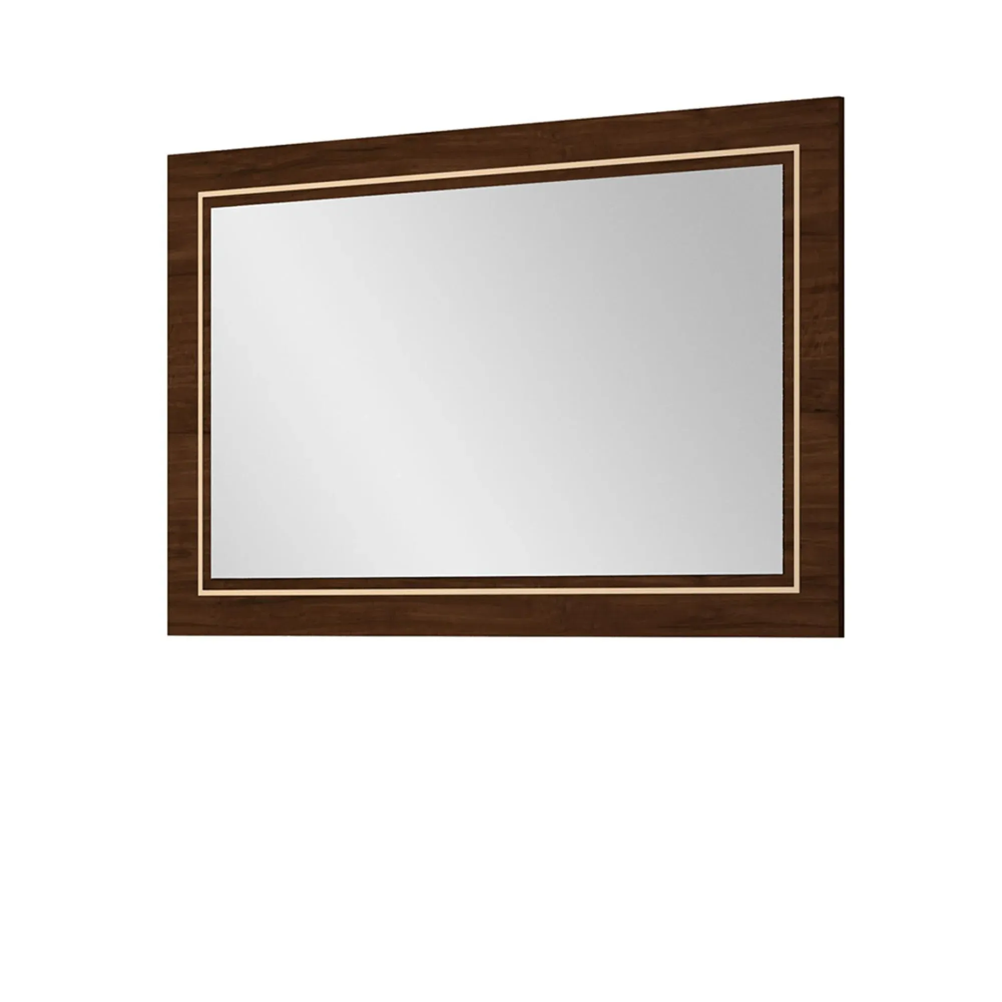 Eva Italian Wall Mirror with Gold Trim - Tobacco Walnut