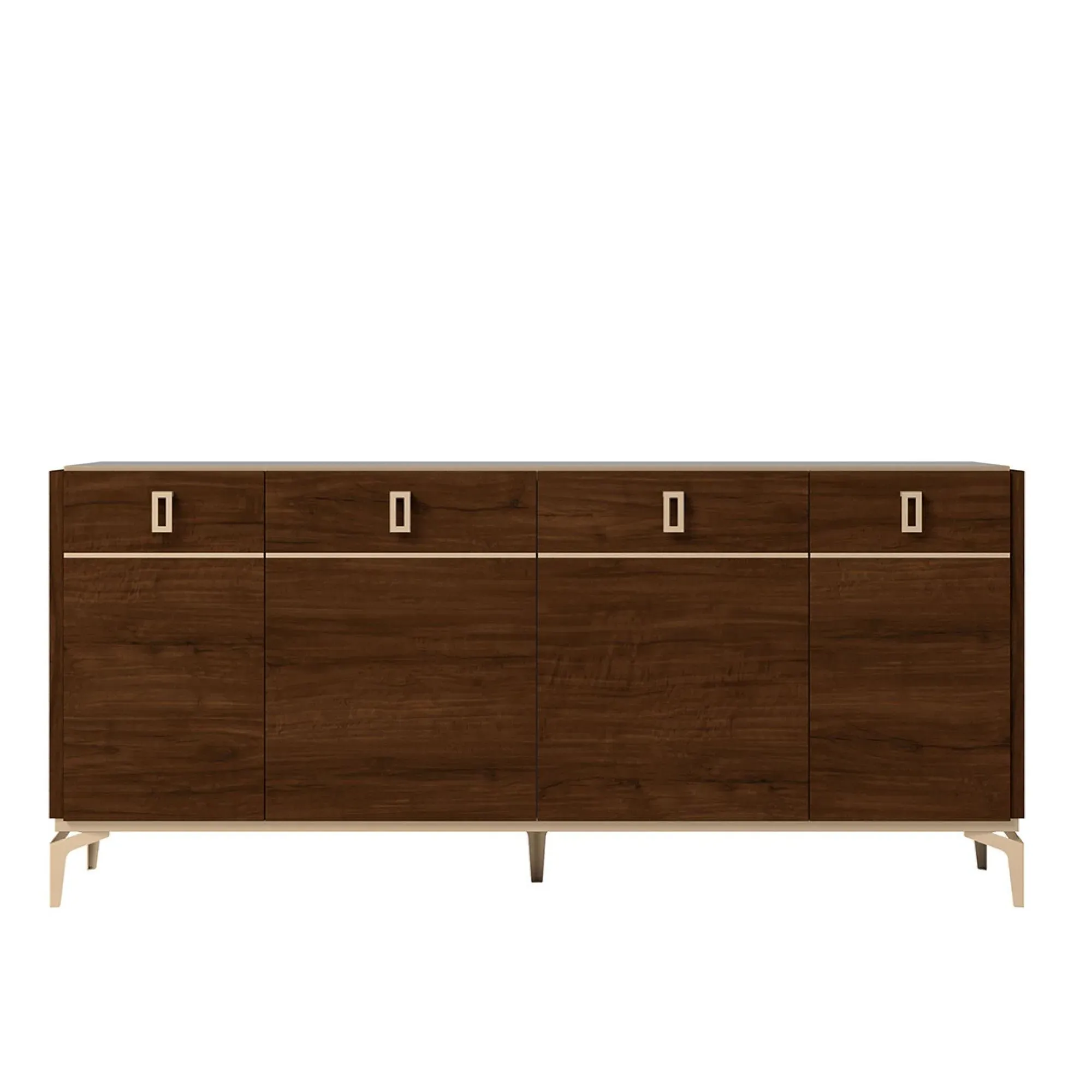 Eva Large Buffet Sideboard with Gold Trim - Tobacco Walnut