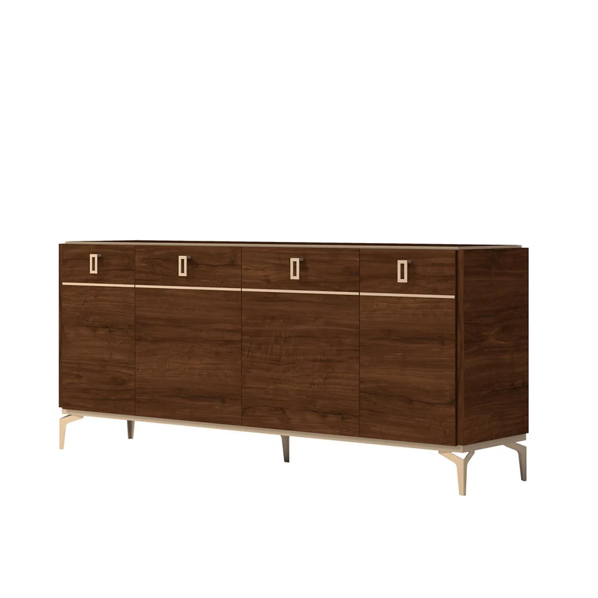 Eva Large Buffet Sideboard with Gold Trim - Tobacco Walnut