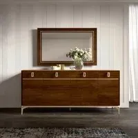 Eva Large Buffet Sideboard with Gold Trim - Tobacco Walnut