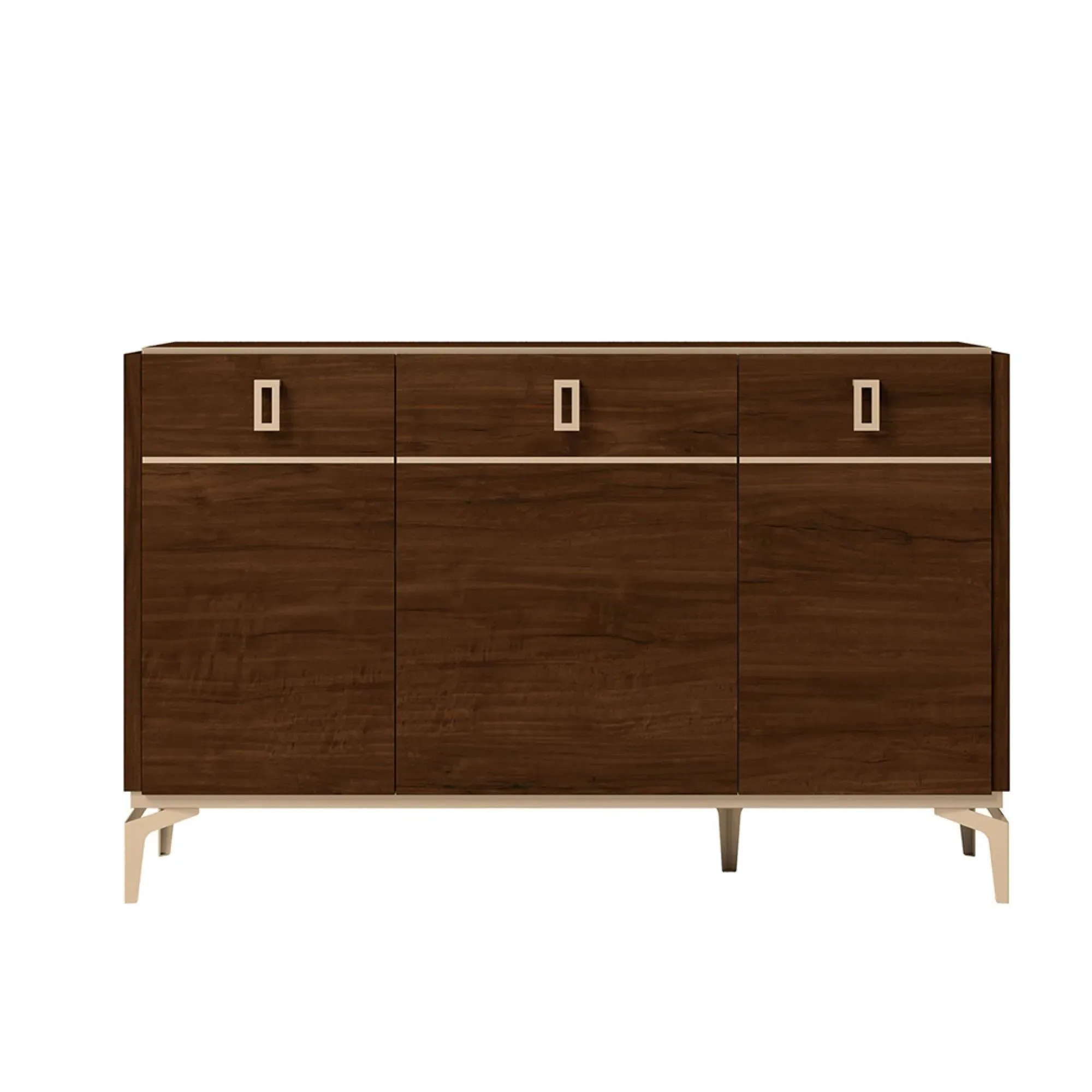 Eva Medium Buffet Sideboard with Gold Trim - Walnut