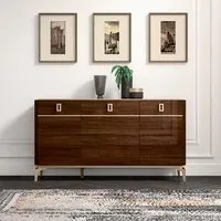 Eva Medium Buffet Sideboard with Gold Trim - Walnut